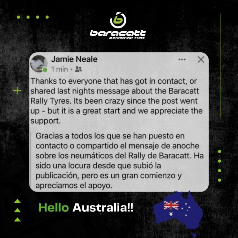 La excelencia sin fronteras: Baracatt Motorsport Tyres desembarca en Australia de la Mano de Rallyequip Motorsport